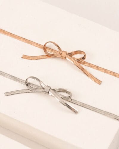 Gold Plated Stainless Steel Snake Chain with Bow Choker 6