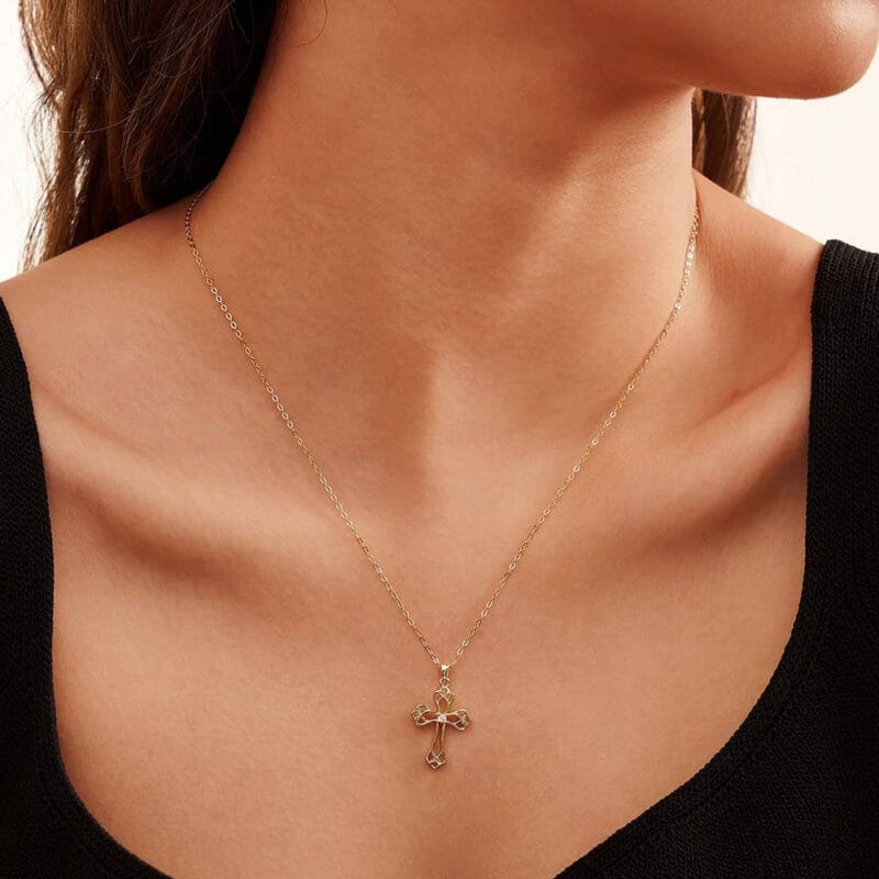 Gold plated S925 Silver Celtic Trinity Knot Cross Necklace 1