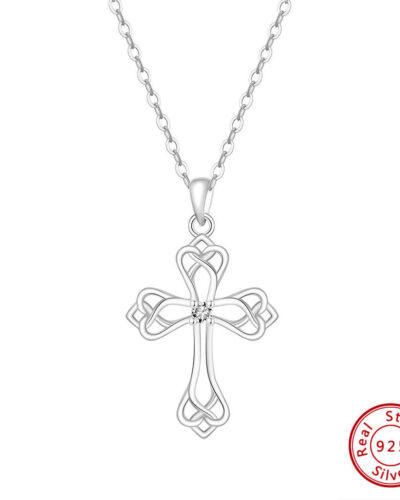 Vista alternativa dell'Gold-plated S925 Silver Celtic Trinity Knot Cross Necklace