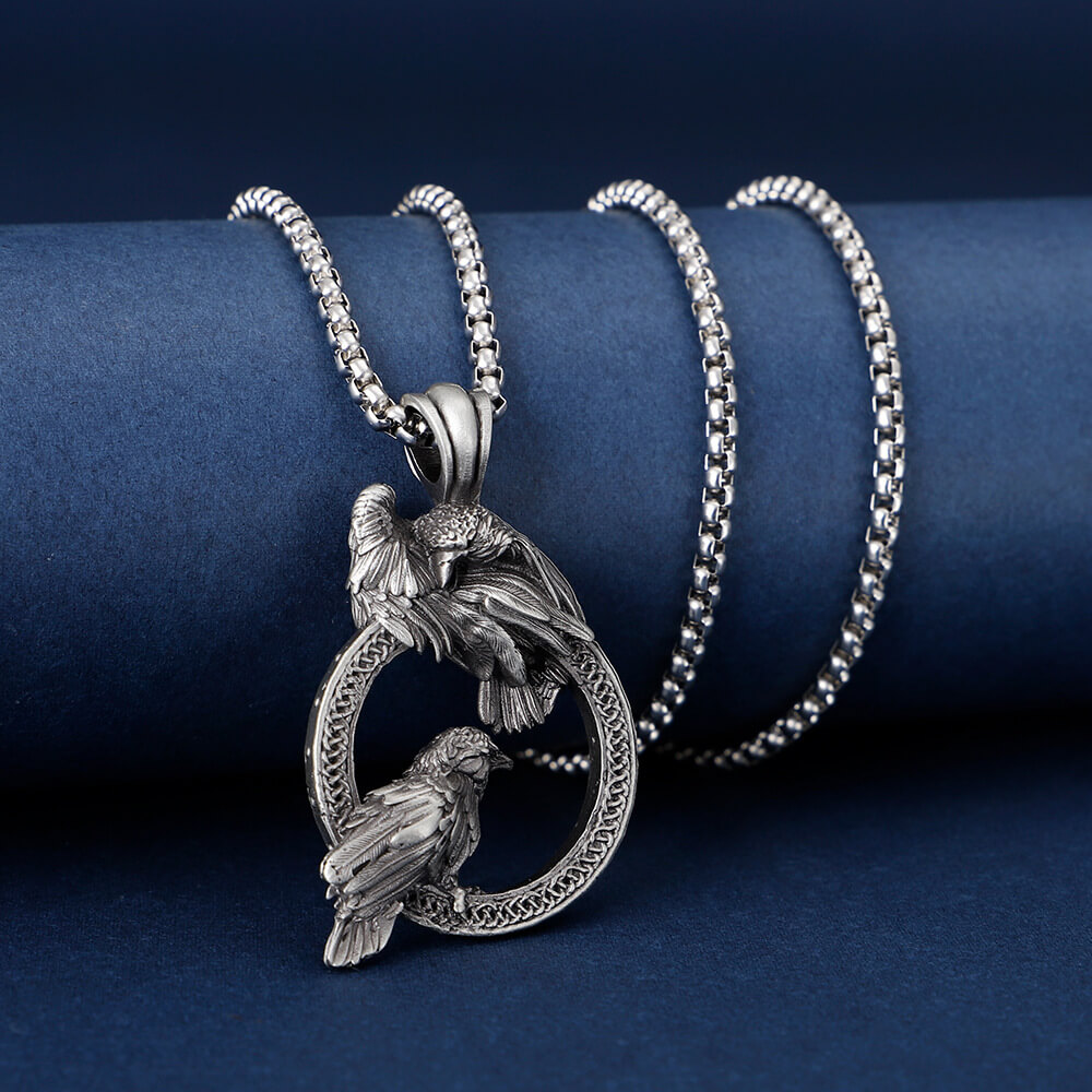 Alternative view of Gothic Men's Hip-hop Crow Pendant Stainless Steel Necklace