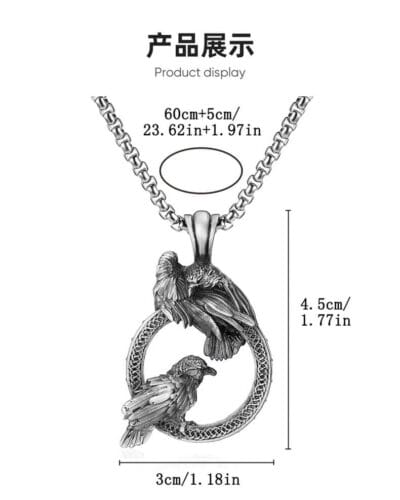 Gothic Mens Hip hop Crow Pendant Stainless Steel Necklace 2