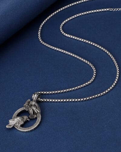 Gothic Mens Hip hop Crow Pendant Stainless Steel Necklace 3