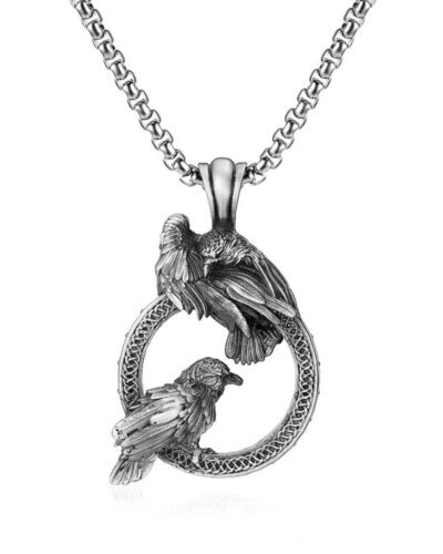 Gothic Men's Hip-hop Crow Pendant Stainless Steel Necklace (4)