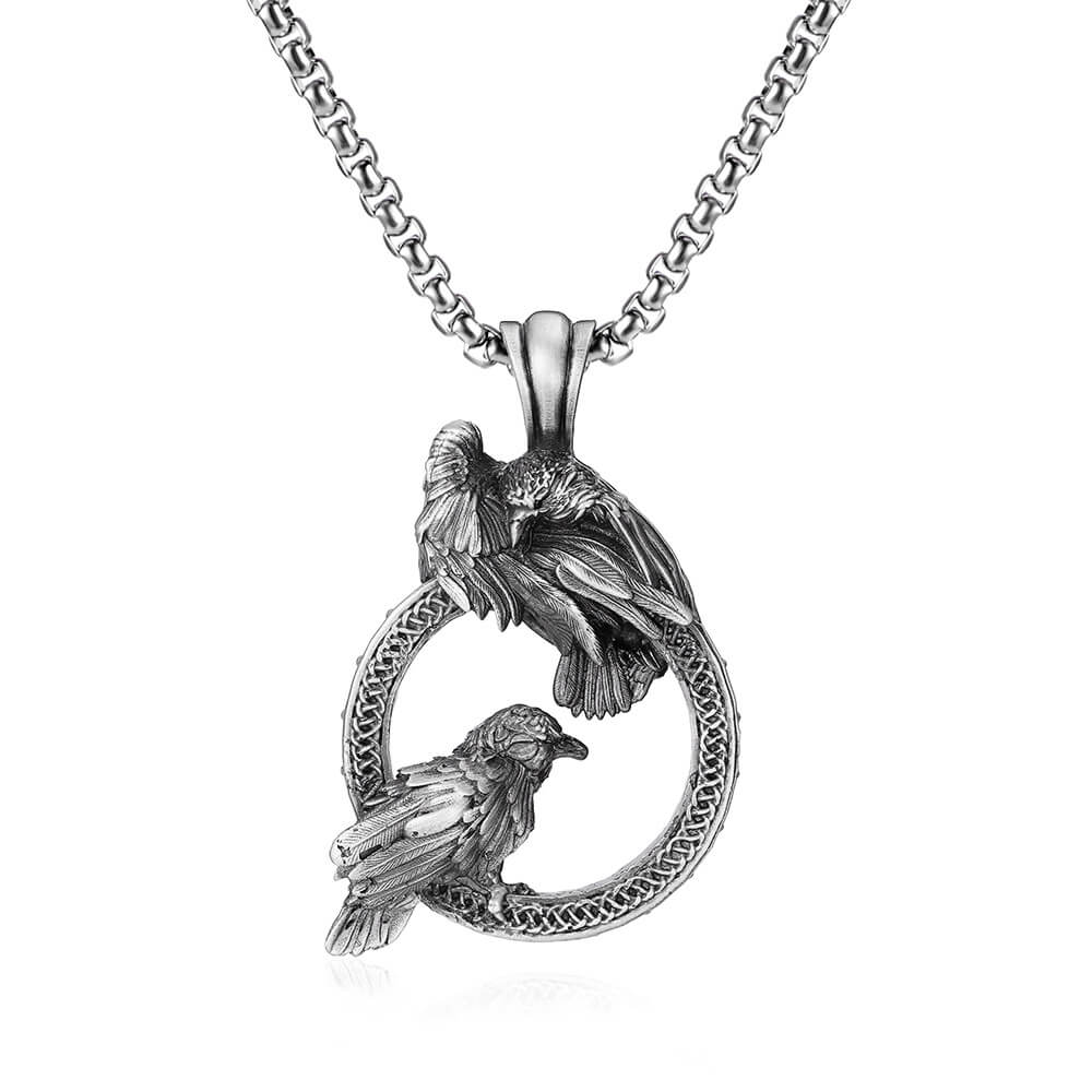 Gothic Men's Hip-hop Crow Pendant Stainless Steel Necklace (4)