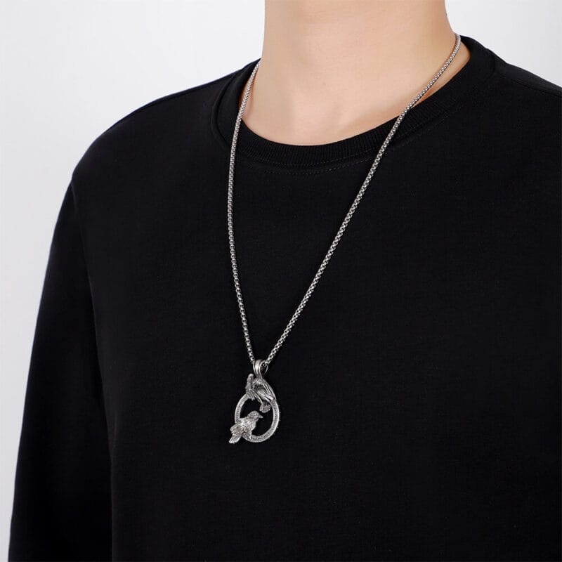 Gothic Mens Hip hop Crow Pendant Stainless Steel Necklace 5