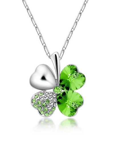 925 Sterling Silver 4 Leaf Clover Crystal Pendant Necklace Gift for Women Bulk
