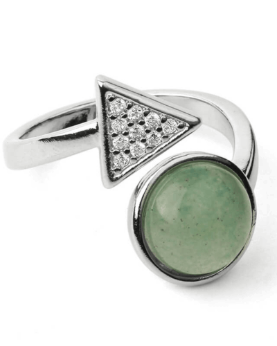 Adjustable Triangle Round Beaded Crystal Ring Unisex Wholesale