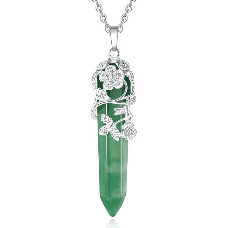 Hexagonal Crystal Necklace Gemstone Pendant Wrapped with Flower Bulk