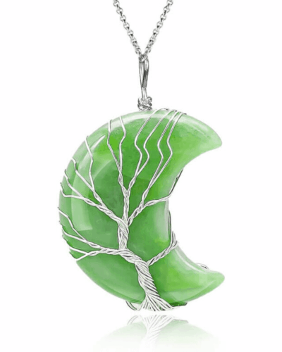 Healing Moon Crystal Necklace Wrapped with Tree of Life Bulk