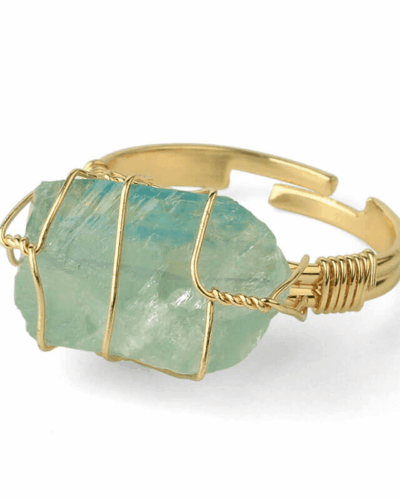 Adjustable Gold Plated Wire Wrapped Gemstone Ring for Women Wholesale
