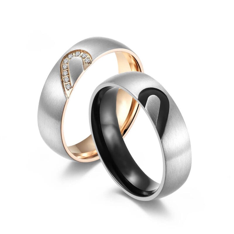 Half Heart Stainless Steel Couple Rings Wholesale (1)