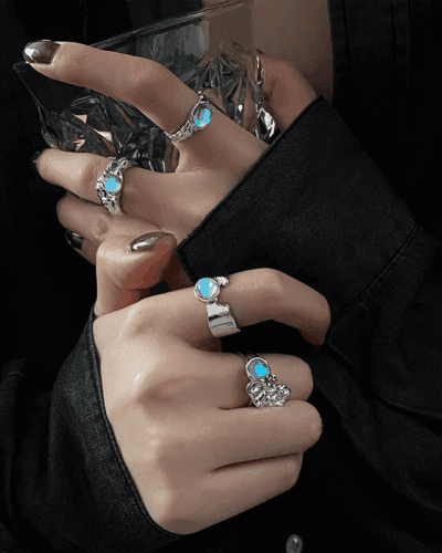 925 Sterling Silver Vintage Moonstone Crystal Ring Unisex Bulk