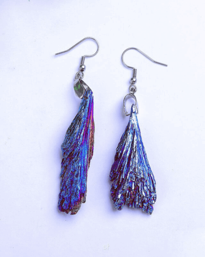 Handmade Bohemian Peacock Blue Tourmaline Earrings Crystal Earrings Bulk