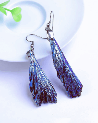 Handmade Bohemian Peacock Blue Tourmaline Earrings Crystal Earrings Bulk