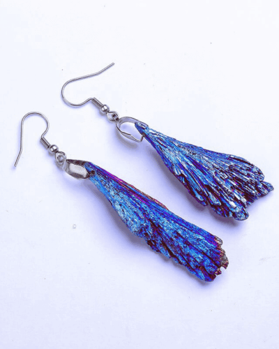 Handmade Bohemian Peacock Blue Tourmaline Earrings Crystal Earrings Bulk