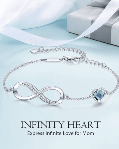 Heart Crystal S925 Sterling Silver Infinity Bracelet show