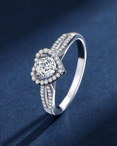 Heart Shaped Moissanite Engagement Ring with Double Prong
