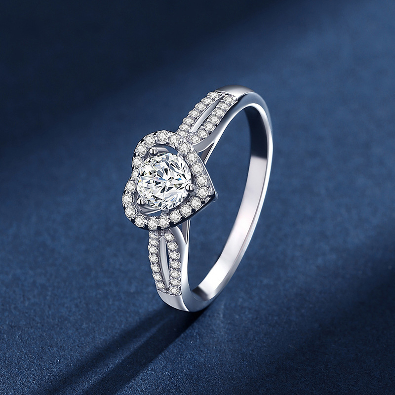 Heart Shaped Moissanite Engagement Ring with Double Prong