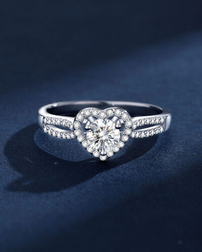 Heart Shaped Moissanite Ring with Double Prong