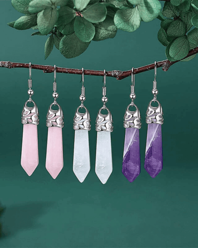 Hexagonal Crystal Dangle Earrings Chakra Healing Earring Wholesale