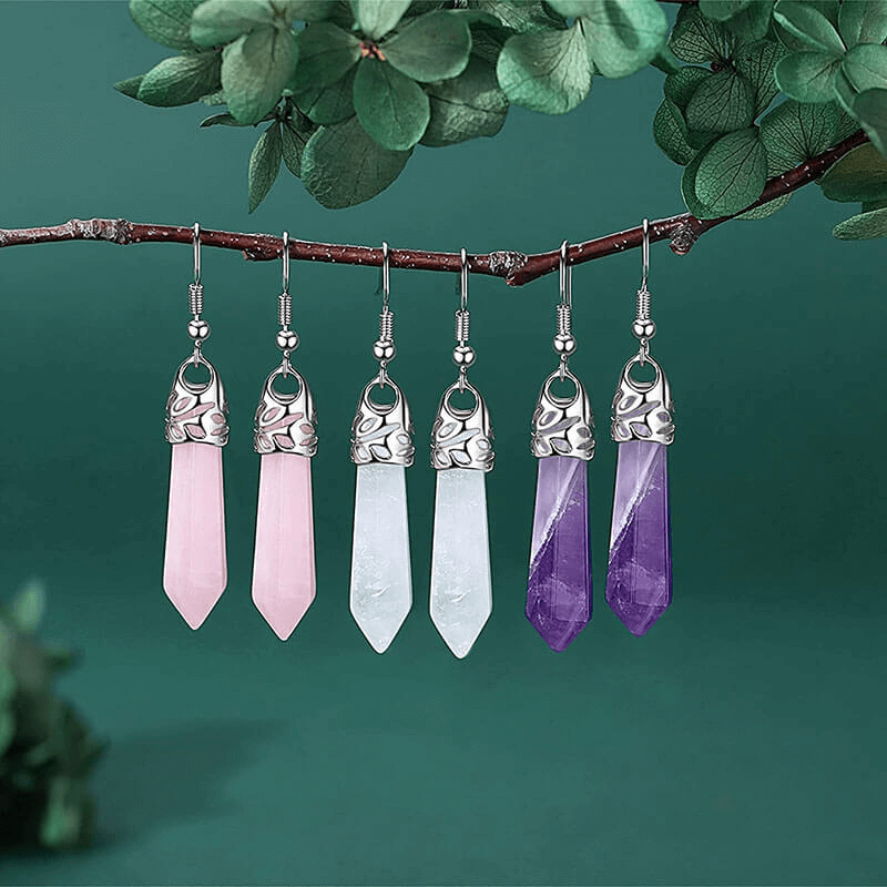 Hexagonal Crystal Dangle Earrings Chakra Healing Earring Wholesale