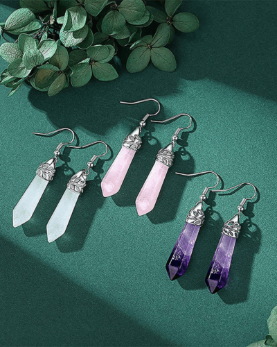 Hexagonal Crystal Dangle Earrings Chakra Healing Earring Wholesale