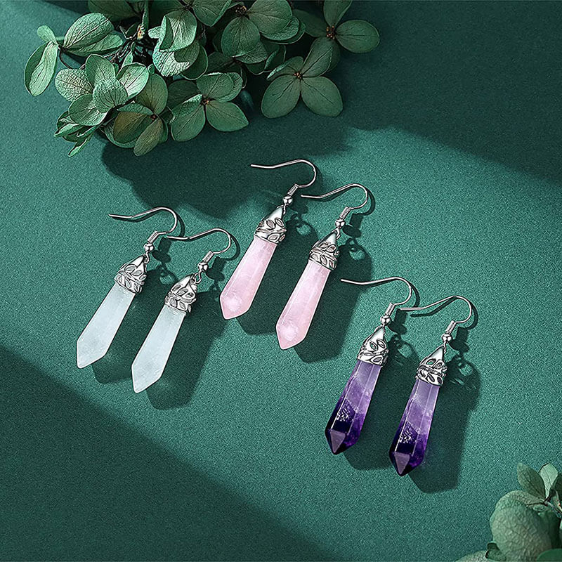 Hexagonal Crystal Dangle Earrings Chakra Healing Earring Wholesale