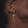 Hip-Hop Zircon Cross Hoop Earring for Men Women Wholesale