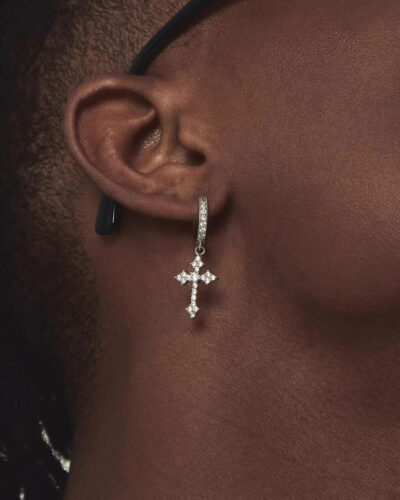 Hip-Hop Zircon Cross Crystal Earring for Men and Women Wholesale