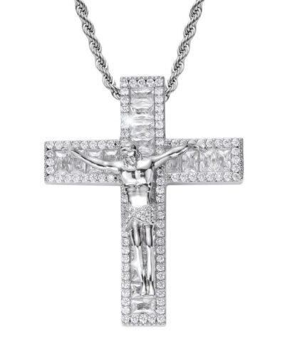 Hip-Pop18K Gold Plated Jesus Cross Chain Vintage-white gold plated