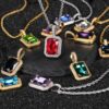 Hip-hop Square Gemstone Pendant Necklace for Men Women Bulk (5)
