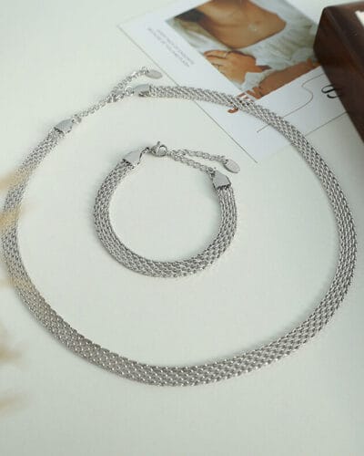 Hollow Out Chain Necklace Stainless Steel Bracelets Wholesale-SILVERY