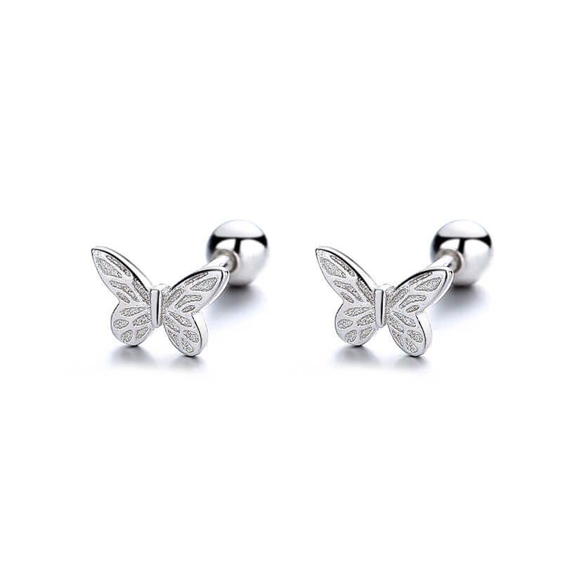Hollowed 925 Sterling Silver Butterfly Stud Earrings Wholesale GOLD