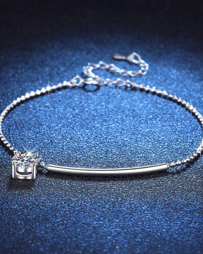 Inlay Round Moissanite Bracelets with 925 Sterling Silver