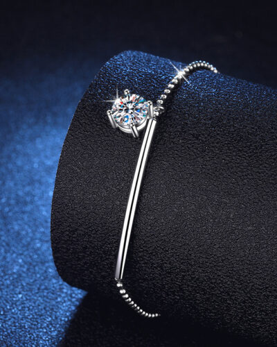 Inlay Round Moissanite Bracelets with 925 Sterling Silver