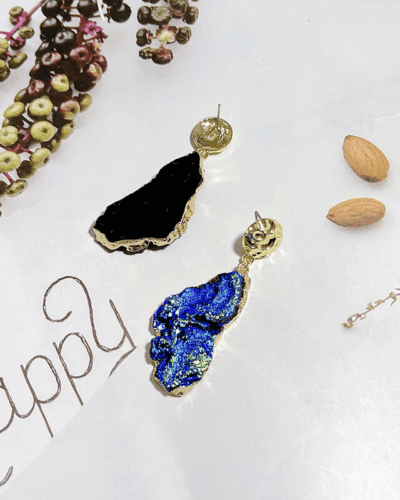 Blue Healing Stone Earrings Crystal Slice Earrings Wholesale