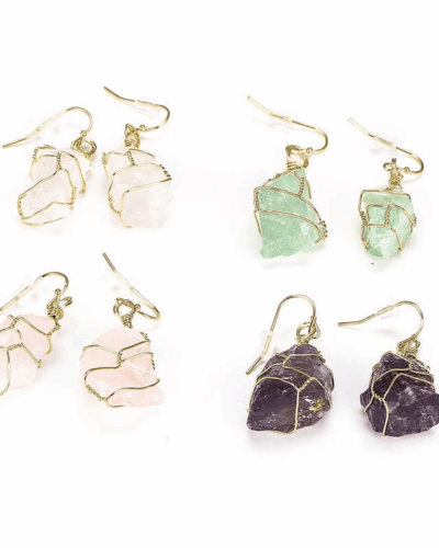 Irregular Natural Quartz Crystal Earrings 4pcs for Women Wholesale