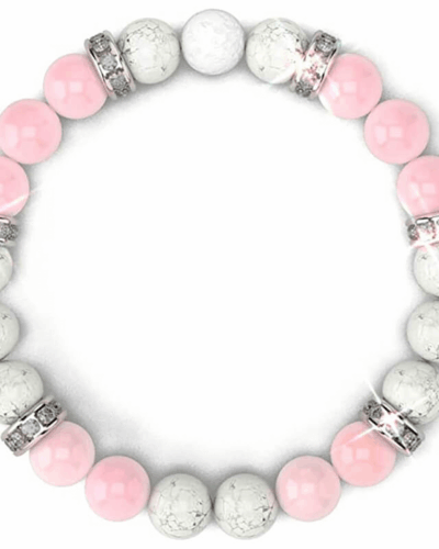 Pink Rose Quartz and Lava Stone Bracelet