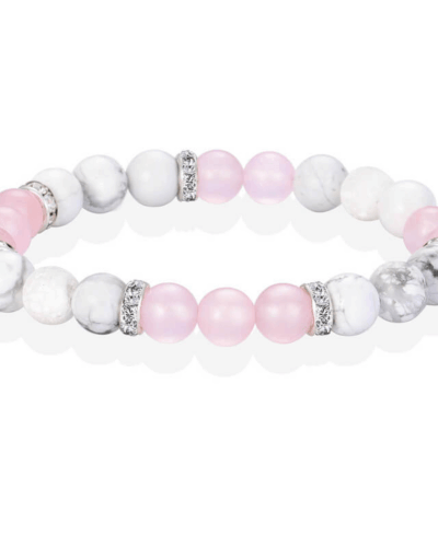 Pink Rose Quartz and Lava Stone Bracelet