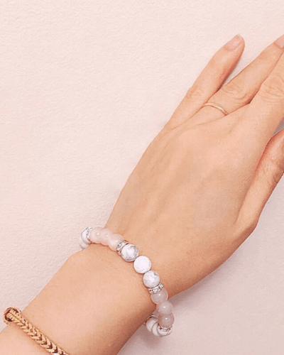 Pink Rose Quartz and Lava Stone Bracelet