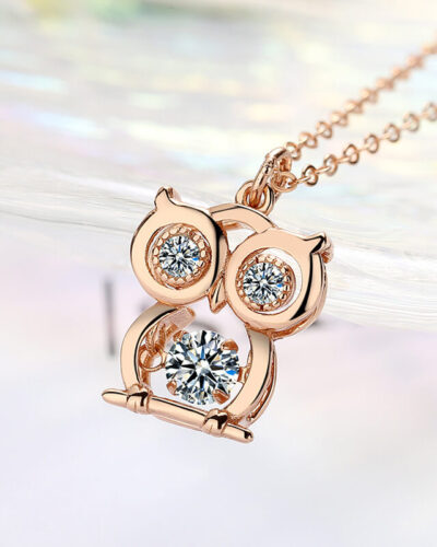 Lively 14k Gold plated Silver Owl Pendant Necklace SHOW