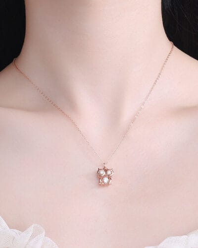 Lively 14k Gold plated Silver Owl Pendant Necklace 2