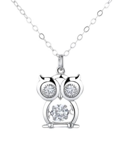 Lively 14k Gold plated Silver Owl Pendant Necklace 3