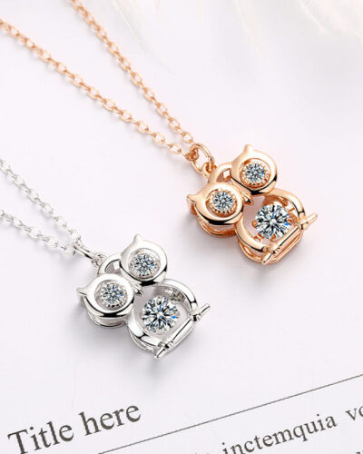 Vista alternativa dell'Lively 14k Gold plated Silver Owl Pendant Necklace