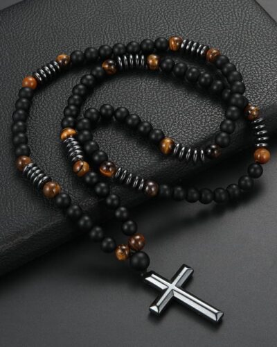 Alternativní pohled na Long Retro Yellow Tiger Eye Bead Necklace for Men