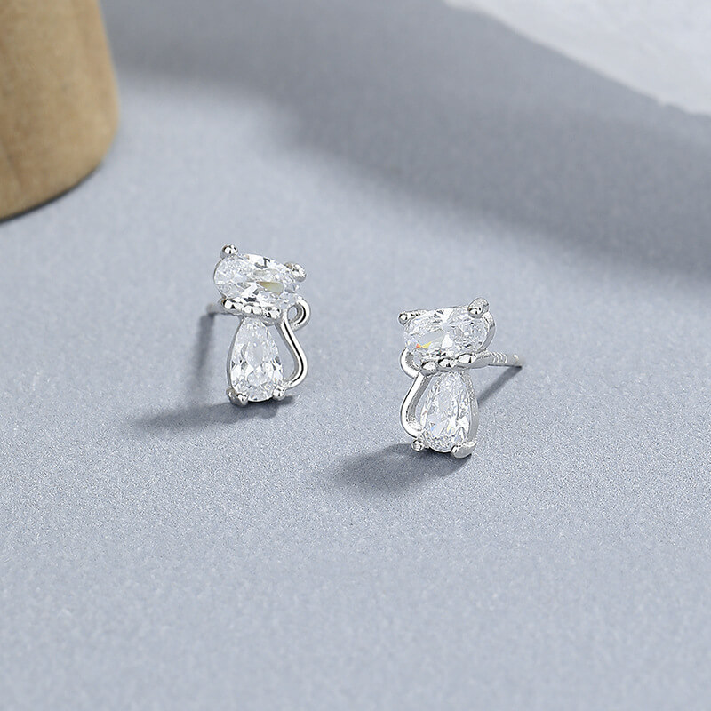 Alternative view of Lovely 925 Sterling Silver Cat Stud Earrings Bulk