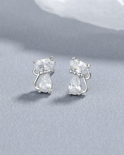 Lovely 925 Sterling Silver Cat Stud Earrings Bulk SHOW
