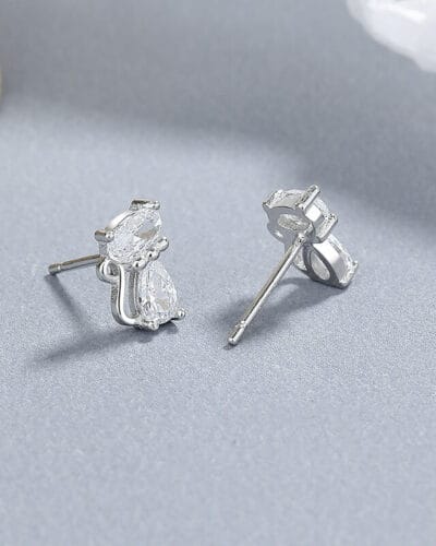 Lovely 925 Sterling Silver Cat Stud Earrings Bulk 4