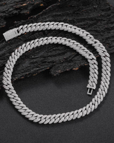 Luxury 10mm Diamond Miami Cuban Link Chain Bulk -SILVERY