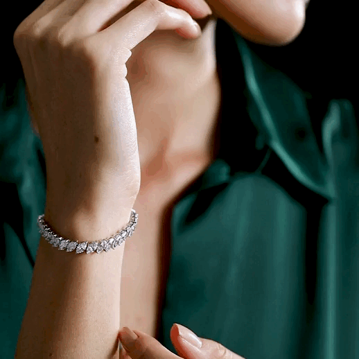Marquise Sterling Silver Moissanite Tennis Bracelet